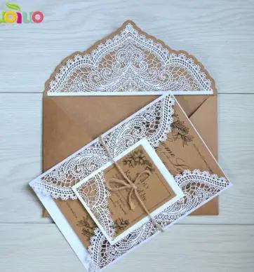Крафт карты, конверт, из крафт-бумаги с рисунком вставить, Малый открытка RSVP, пригласительная открытка, лазерная резка тег печати, рэп лук связали