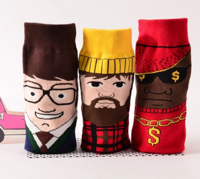 Носки мужские длинные дышащие хлопок суперкрутые Мультяшные оригинальный бренд