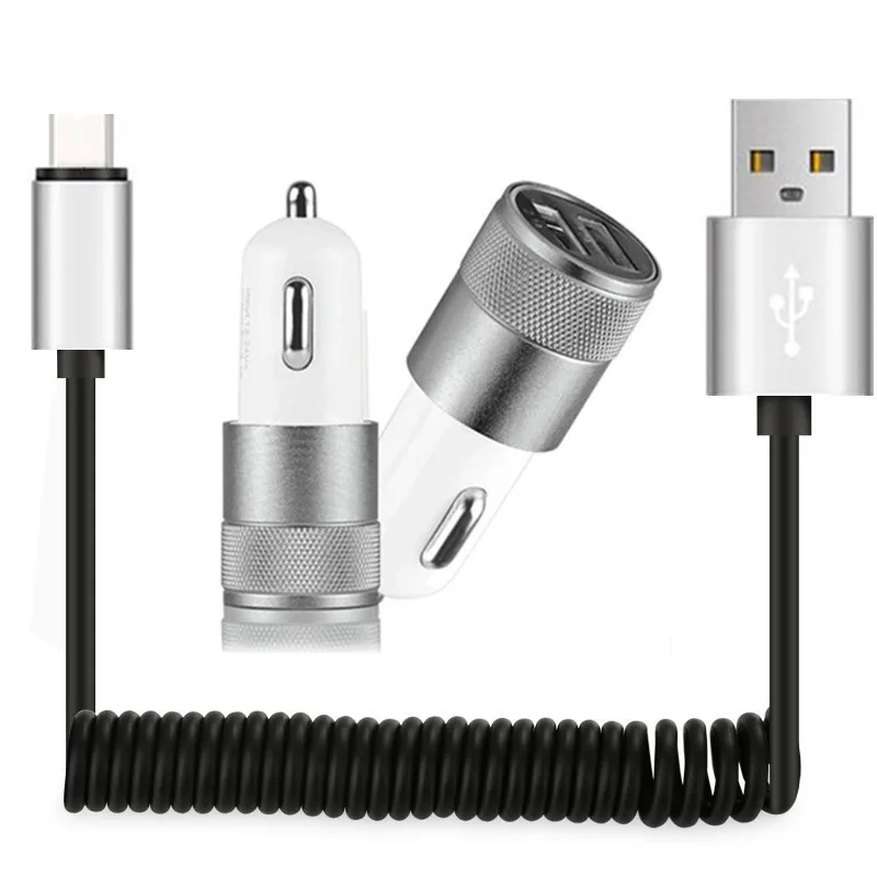 Автомобильное зарядное устройство type c гибкий спиральный usb кабель для Samsung A70 A50 A30