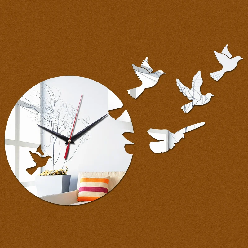 Настенные акриловые часы сделай сам зеркальные 3d для гостиной украшение дома