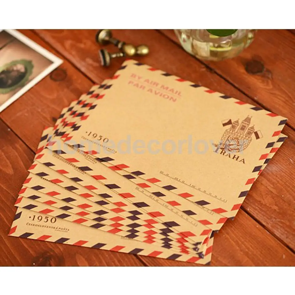 40pcs Vintage Style Airmail Kraft Paper Envelopes 4 Different Styles- Random | Дом и сад