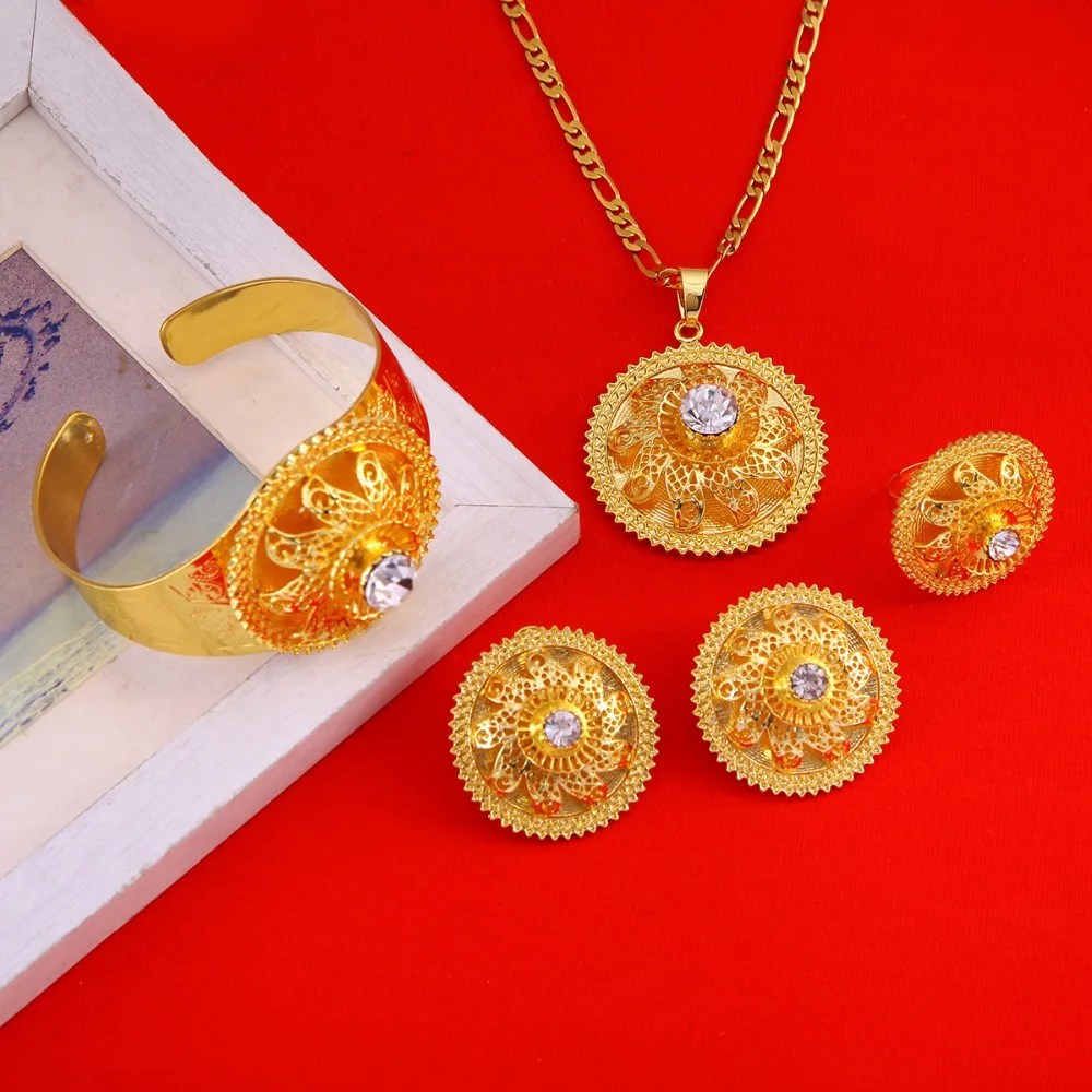 Комплект ювелирных изделий из колье серёг кольца и браслета|ethiopian jewelry set|sets