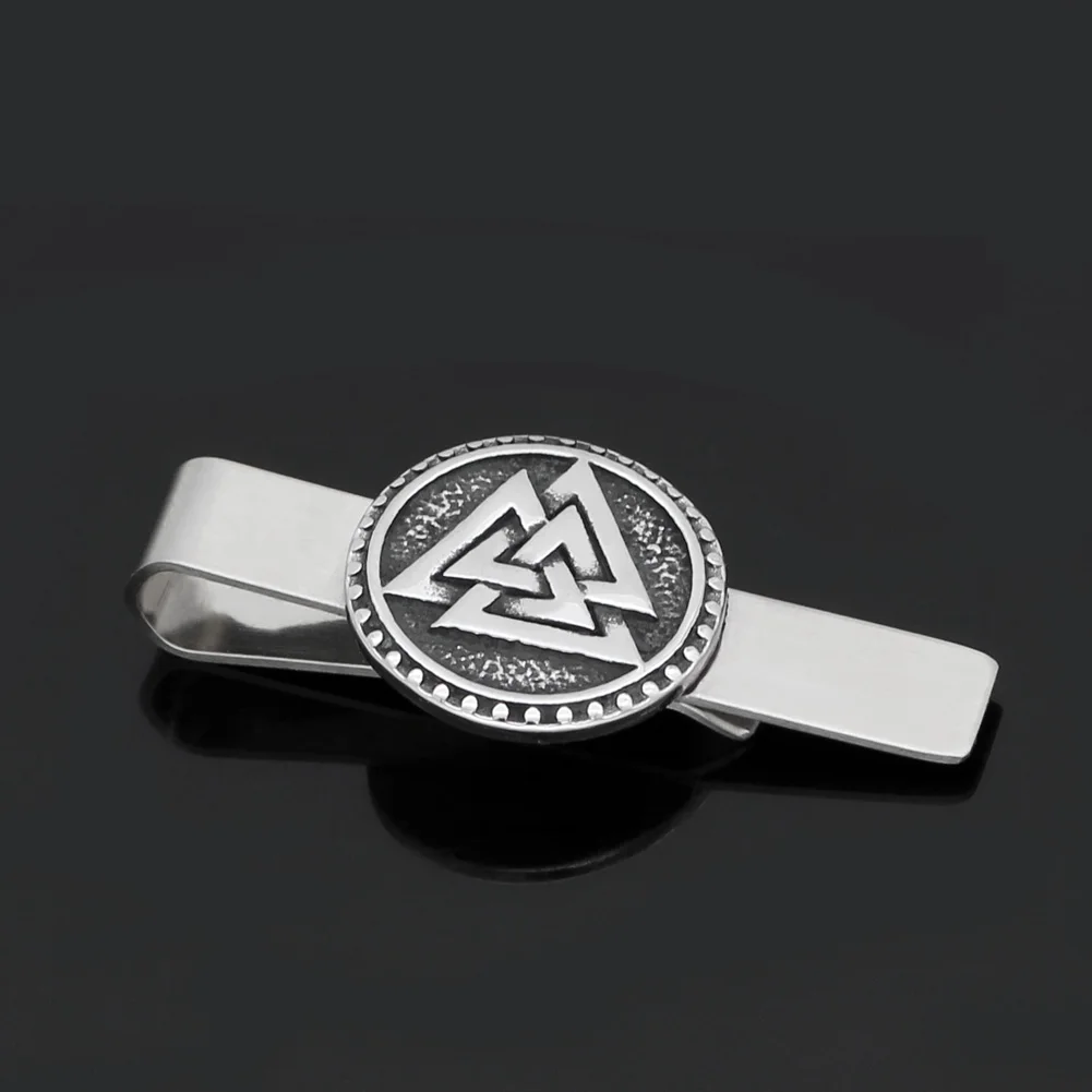 Скандинавский Викинг Valknut Амулет из нержавеющей стали зажимы для галстука для мужчин и женщин-с Valknut Rune подарочная сумка