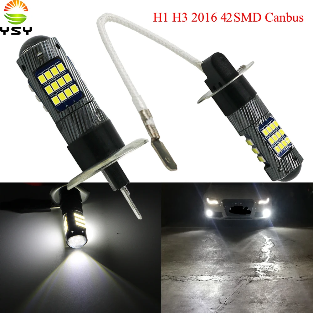 YSY 2X супер яркий H1 H3 передние и задние противотуманные фары лампы 4 Вт 42SMD 2016