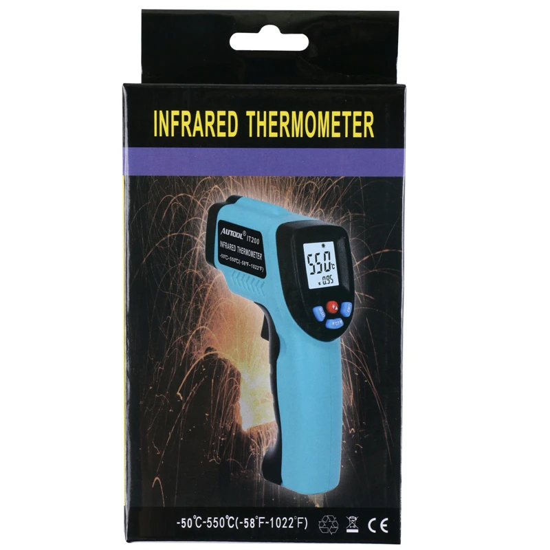 AUTOOL IT200 Digital Infrared Thermometer Laser Gun with HD Backlit LCD Display Screen Non-contact Temperature Meter | Автомобили и