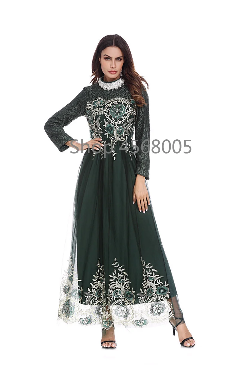 Новое Элегантное мусульманское платье abaya кружевное сшитое мусульманская одежда