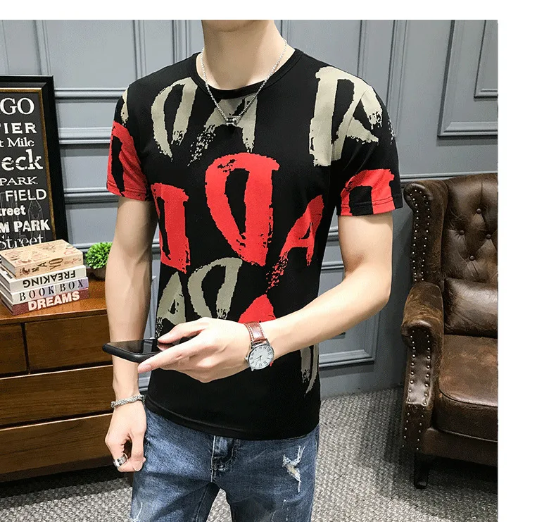 Барокко Pantalon Moda модные рекламное объявление Футболка с принтом Клубные вечерние ткань Homme Hombre Camiseta Hombre Manga Топ футболка с короткими рукавами