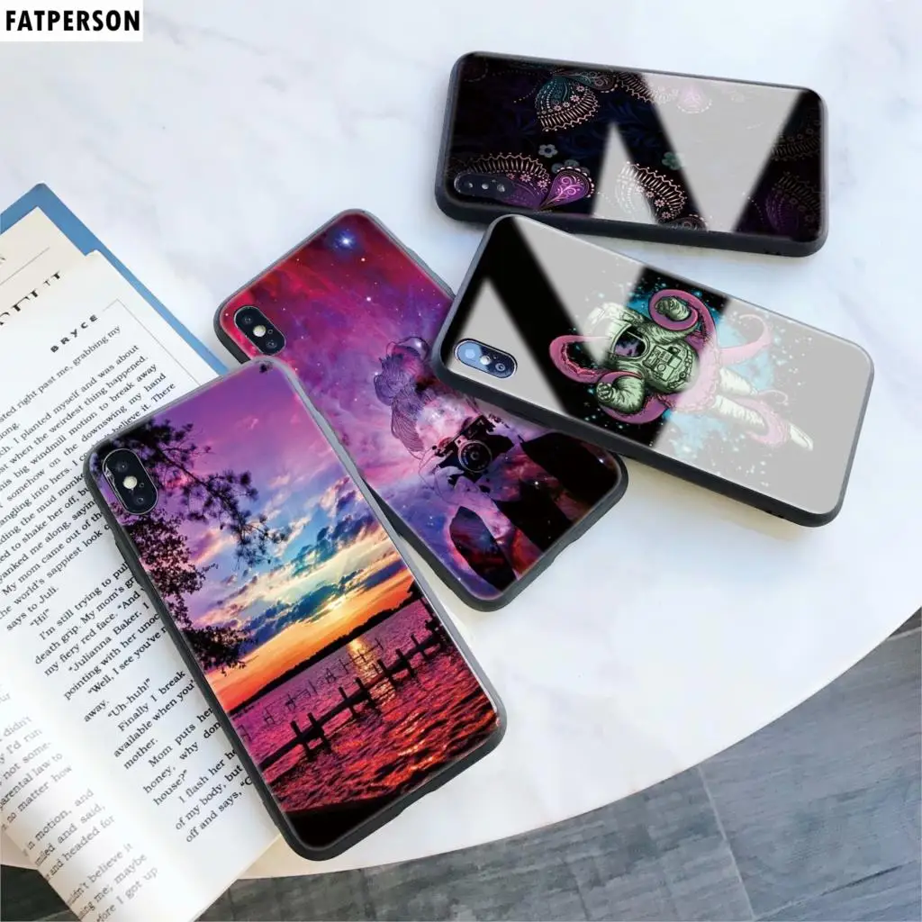 Спортивный чехол из закаленного стекла для телефона Dream iphone 5 6 7 8 6s 6splus акварель