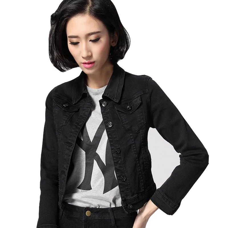 OLGITUM джинсовая куртка женская короткий топ с отложным воротником тонкий белый