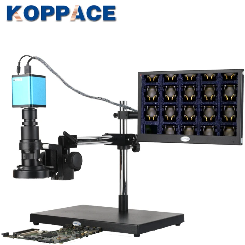 KOPPACE 15X-100X, HDMI HD Автофокус промышленный микроскоп, универсальный кронштейн, поддержка фото и видео, автофокус видео микроскоп