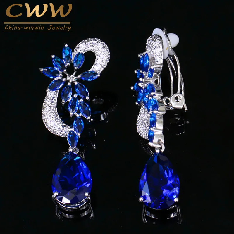 CWWZircons Винтажные Королевские Свадебные Серьги Клипсы без Прокалывания Уха с