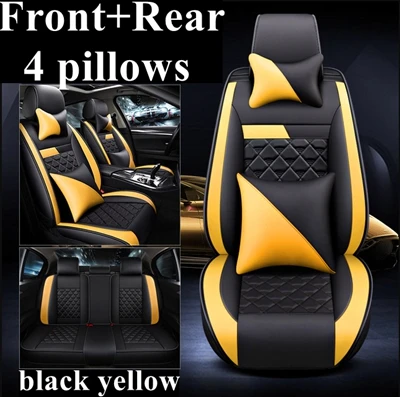 black yellow luxury Чехол на Автокресло для hyundai TUCSON New SantaFe Solaris IX35 i10 HB20 i20 ix20 MATRIX Creta Grandeur Rohens VERACR Genesis G80 G90 - Название цвета: black yellow luxury