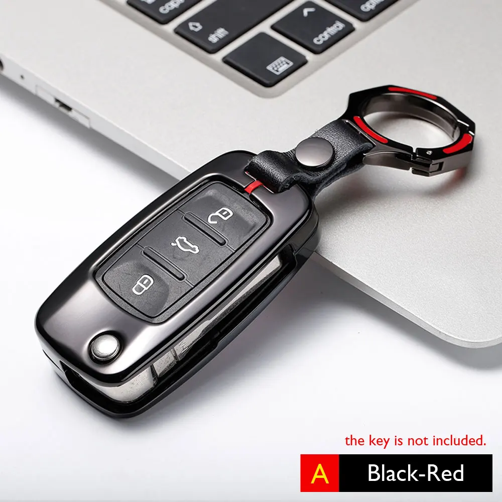 Key A Black-Red Чехол для ключей автомобиля из цинкового сплава для VW Volkswagen Sagitar Lavida Lamando Jetta Golf Parati Phaeton Phideon T-Roc Skoda - Название цвета: Key A Black-Red