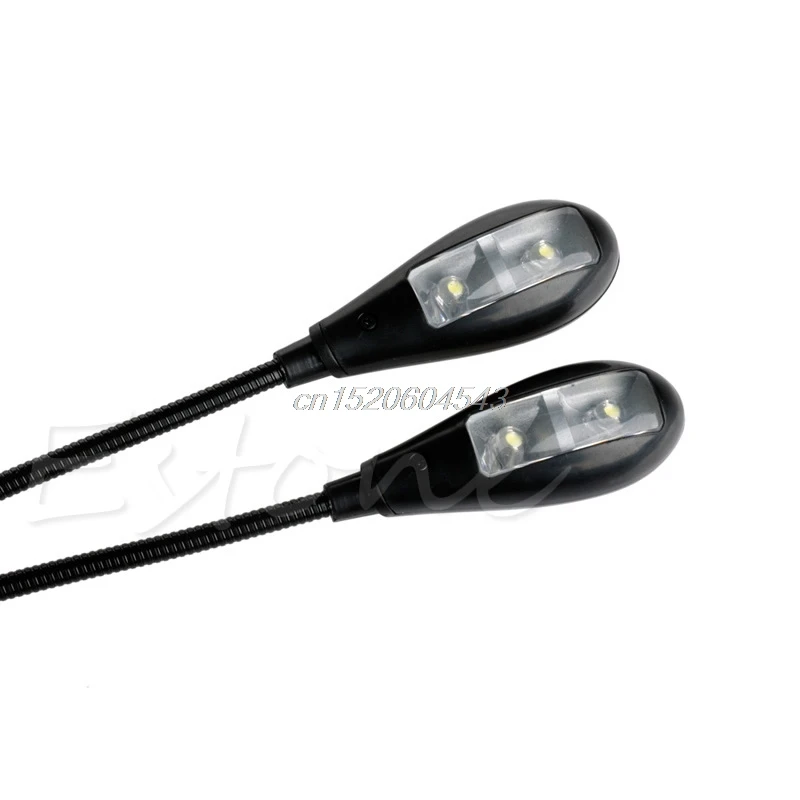 

Flexible 2 Dual Arms Clip On 4 LED Light Lamp for Book Reading Tablet Lamp R06 Whosale&DropShip