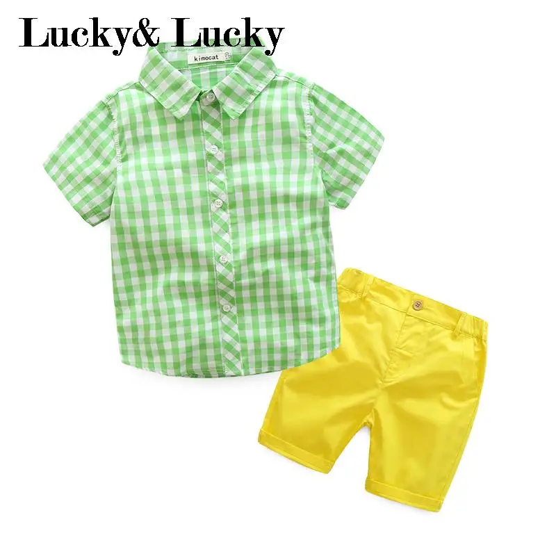 Новая детская одежда футболка в клетку с коротким рукавом + шорты ярких цветов