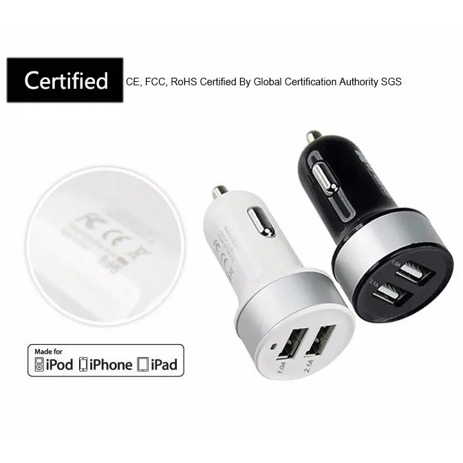 Автомобильное зарядное устройство с двумя usb портами 2.1A для iPhone 6S 7 8 Plus X Samsung Galaxy S8