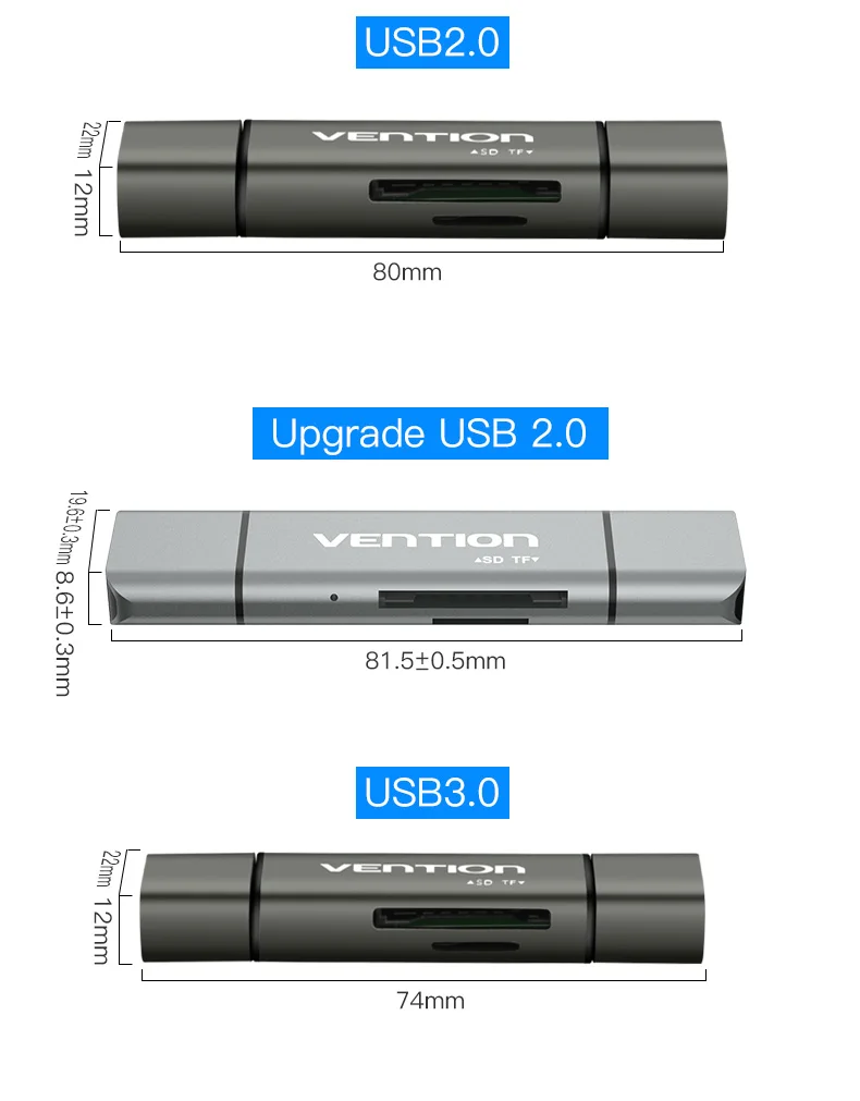 Vention Micro SD кард-ридер адаптер type C Micro USB SD карта памяти адаптер для MacBook ноутбука USB 3,0 SD/TF OTG кард-ридер