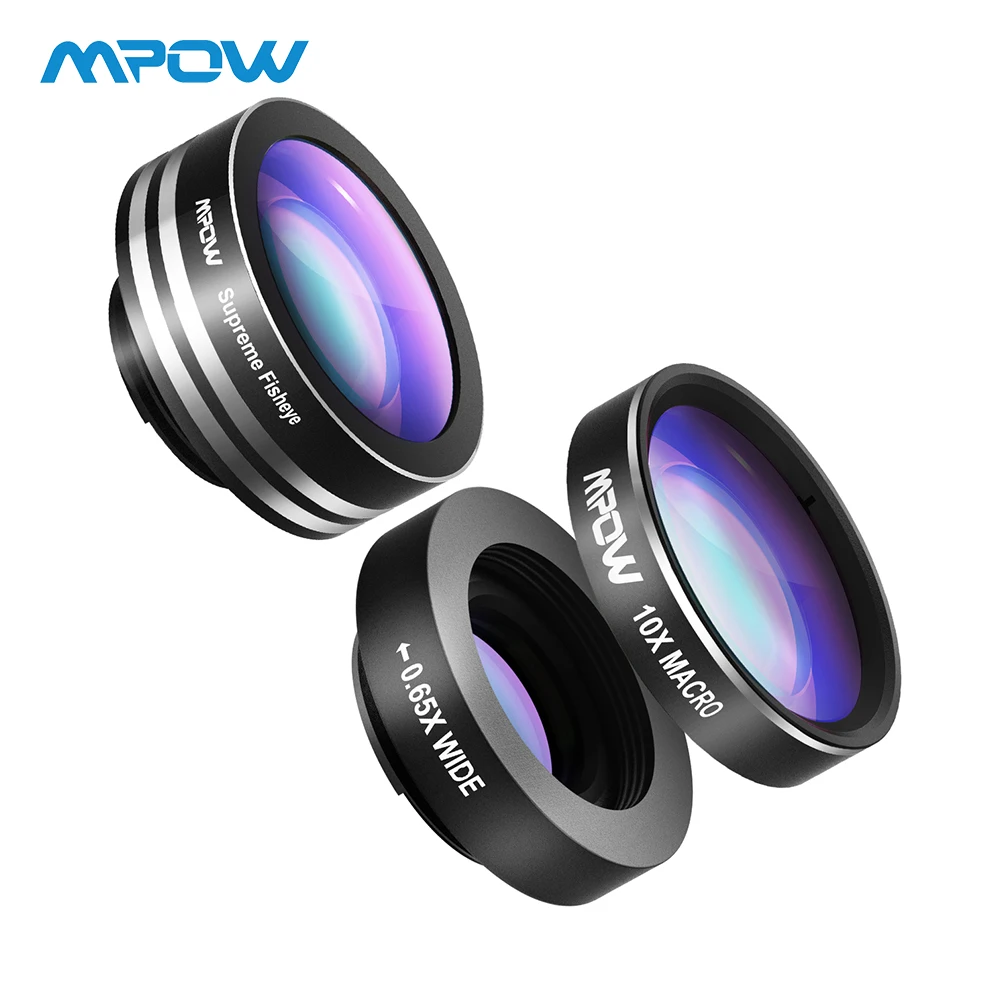 Оригианл MPOW 3 в 1 пристегивающийся объектив для камеры телефона комплект 180