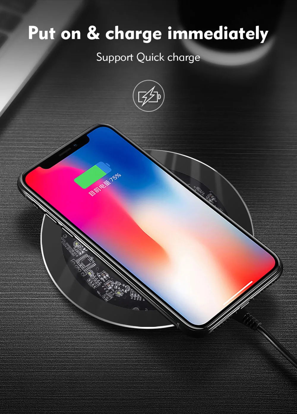 IONCT 10 Вт Qi Беспроводное зарядное устройство для iPhone X, XR, XS, Max, 8 видимых usb зарядных устройств для samsung S8, S9, Note 9, беспроводное зарядное устройство для телефона