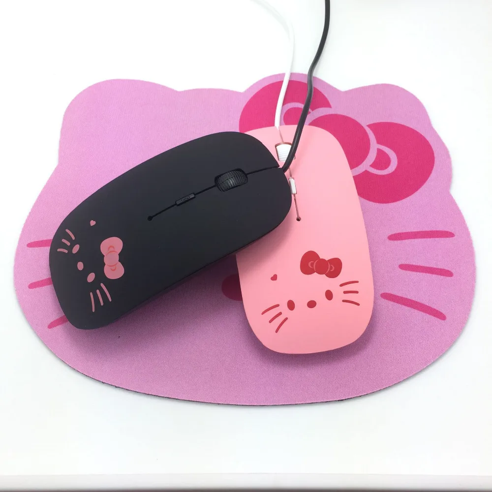 Розовая проводная USB мышь hello kitty с кабелем симпатичная мышь из мультфильма 1200 dpi оптическая KT кошки-мышки для компьютера ПК ноутбука