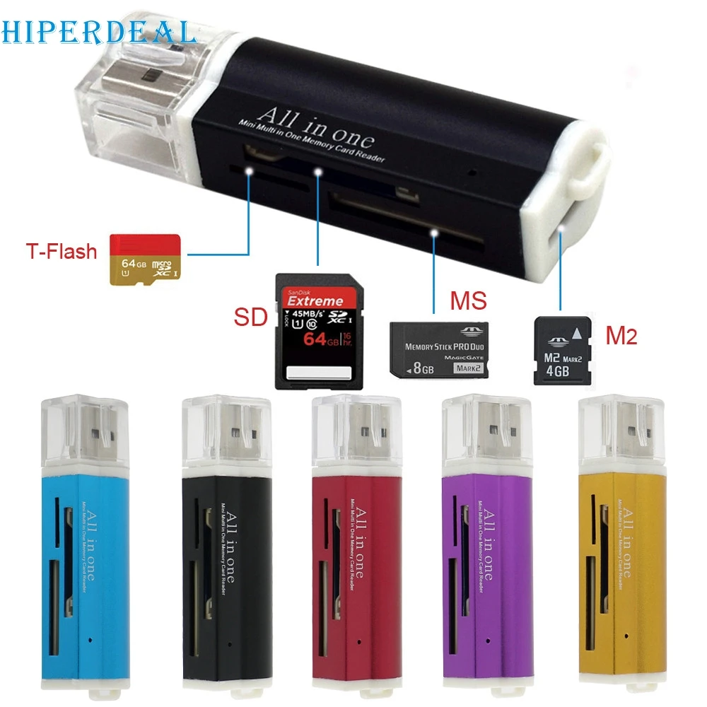 Ecosin2 Новинка для Micro SD SDHC TF M2 MMC MS PRO DUO все в 1 USB 2 0 Мульти устройство чтения карт
