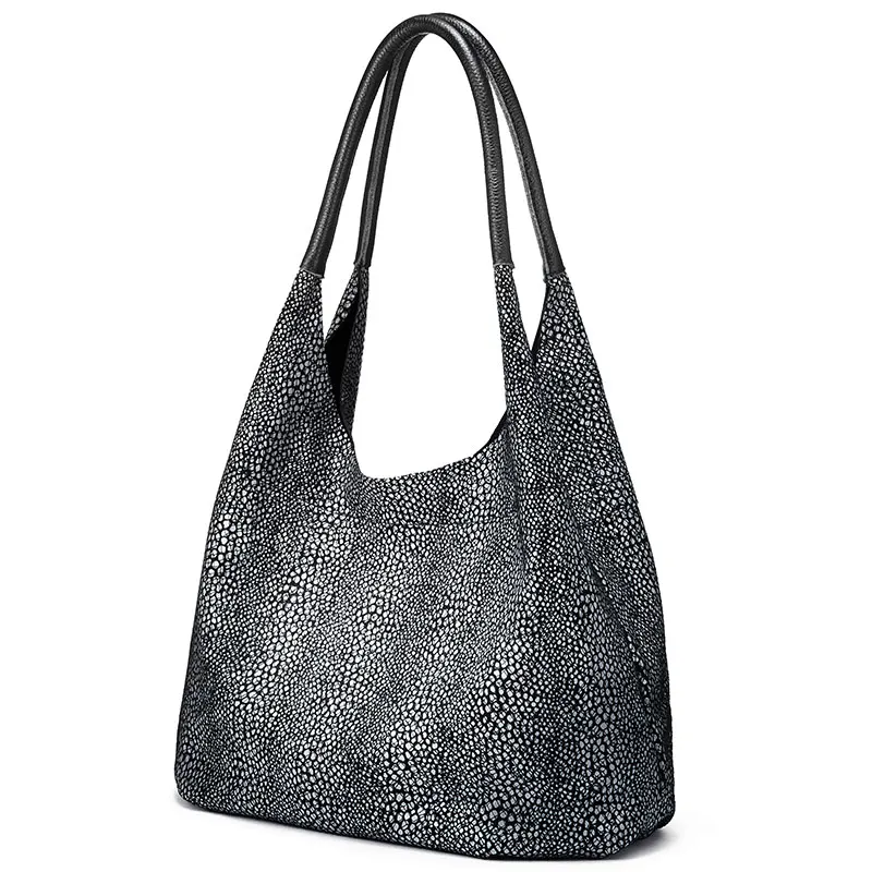 REALER genuine leather shoulder bag designer handbags women bags fashion Hobo bag ladies bags large capacity female - Цвет: Gray