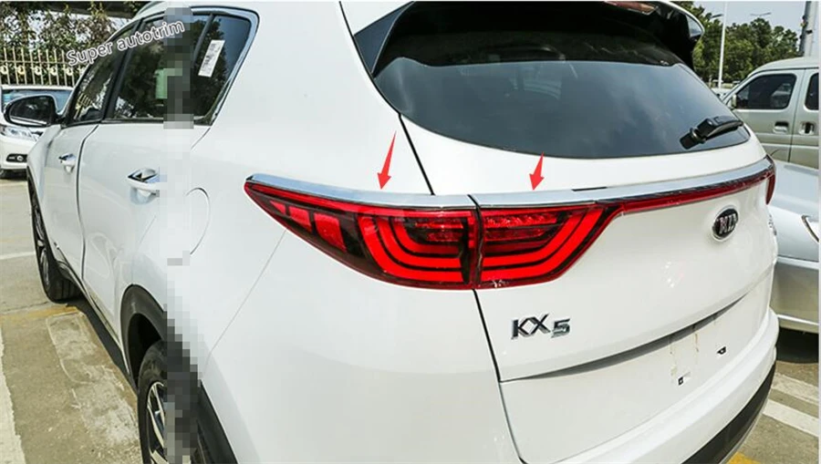 Lapetus Chrome Rear Tail Lights Lamp Eyelid Eyebrow Lid Cover Trim Fit For KIA Sportage 2016 2017 2018 ABS Accessories Exterior |