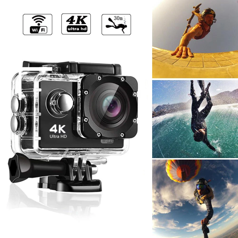 Экшн камера Ultra HD 4 K/30fps WiFi 2 0 &quot170D 30M Подводный Водонепроницаемый шлем видео