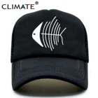 Климат Fish Bone Trucker Cap симпатичная рыболовная Кепка s Мужская Женская Мужская забавная Кепка в стиле хип-хоп бейсболка Cat Lover летняя сетчатая Кепка s Мужская