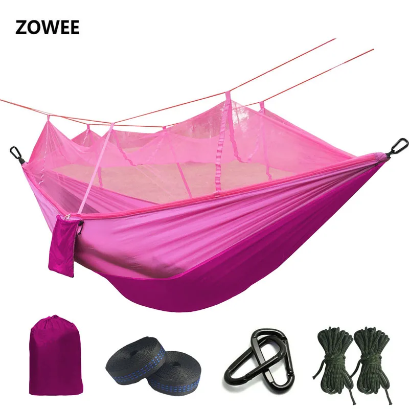 Ultralight Mosquito net Parachute Hammock with Anti-mosquito bites for Outdoor Camping Tent Using sleeping Free shipping - Цвет: Purple and Pink