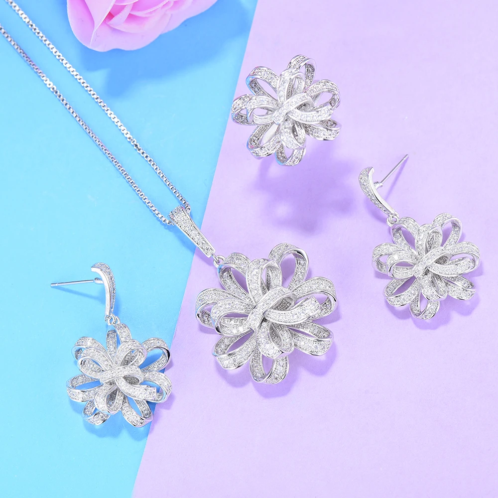 GODKI Luxury Flower Lariat Necklace Earring Sets Cubic Zircon Crystal CZ jewelry for women Wedding India Bridal Jewelry Set | Украшения и