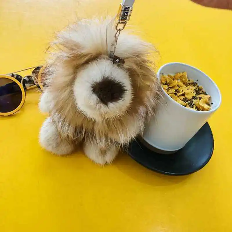 Волшебная игрушка Лев норковый мех плюс Лисий кукла брелок кожаная трава