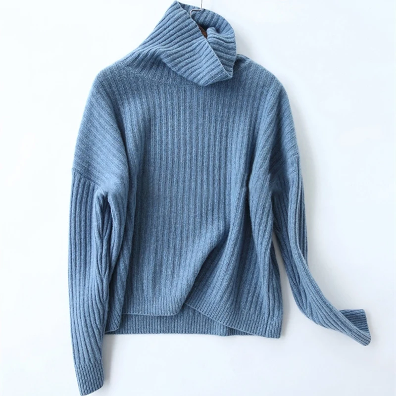

Autumn and Winter New High Collar Cashmere Sweater Women Loose Hedging Thick Long-Sleeved Large Size Wool Sweater Tide