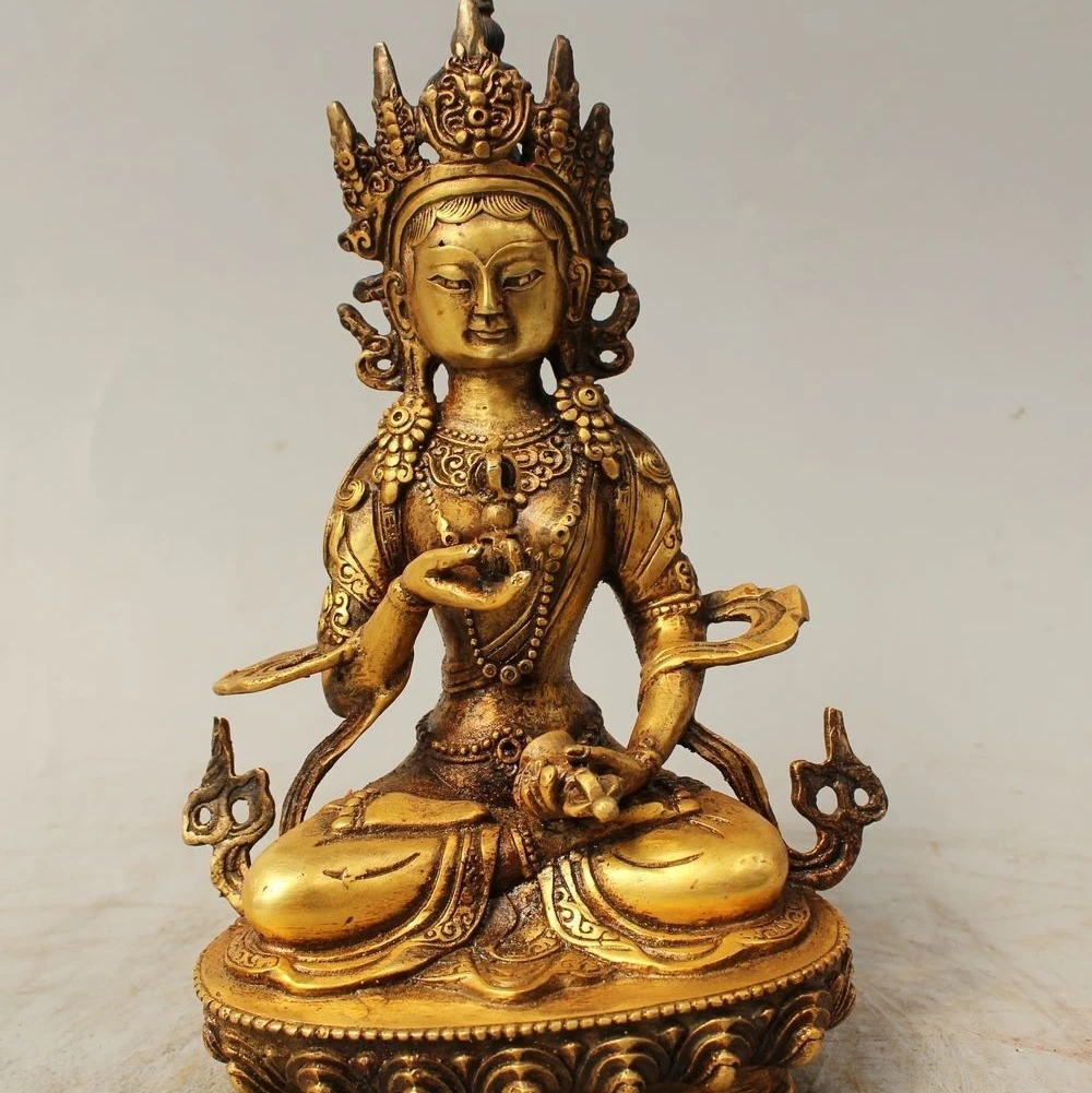 9 &quotТибет Буддизм Латунь Сиденье Ваджрасаттва Ваджрадхара Богиня Статуя Будды