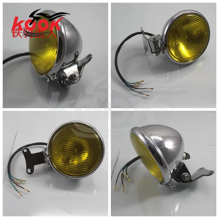 Мотоциклетная фара с высоким и низким лучом света в стиле ретро желтая лампа
