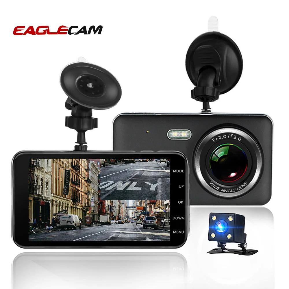 Eaglecam 2019 Dash Cam новый двойной объектив Автомобильный видеорегистратор камера Full HD