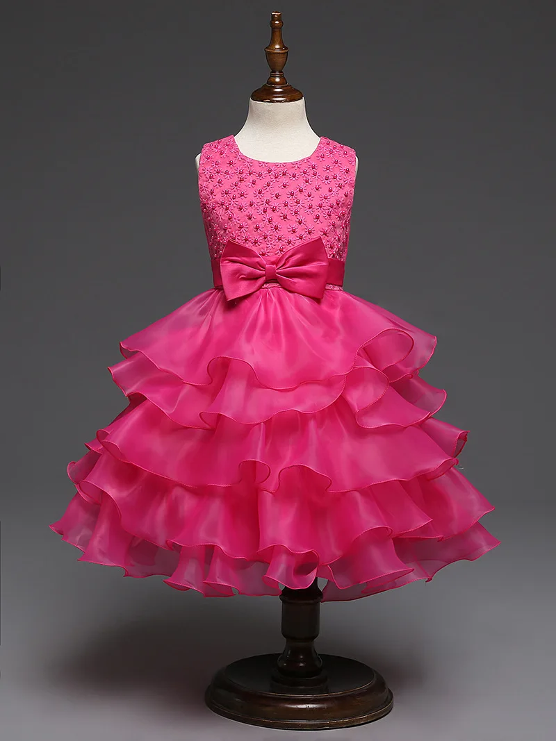 Многослойное платье-пачка платья для девочек с бисером вечерние маленьких на