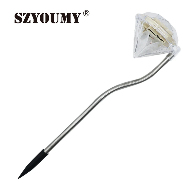 구매 SZYOUMY LED 태양 빛 야외 다이아몬드 모양 정원 램프 울타리 태양 램프 LED 빛 통로 풍경 지상 마운트 램프