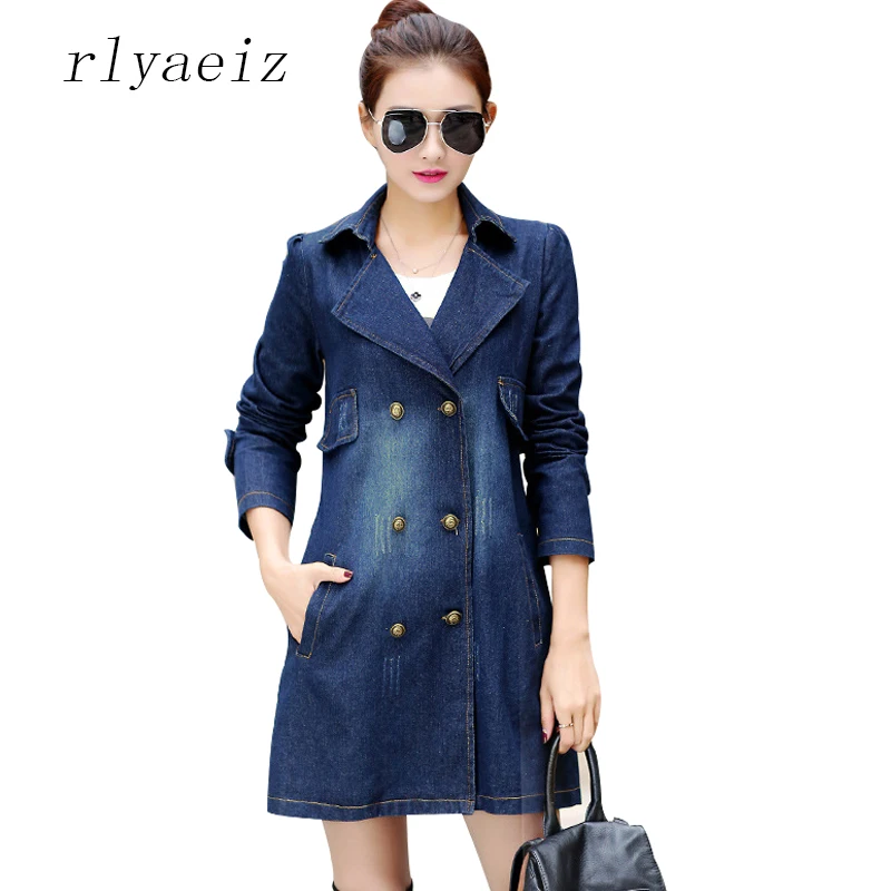 Модная двубортная джинсовая куртка RLYAEIZ для женщин весна 2017 джинсовые куртки