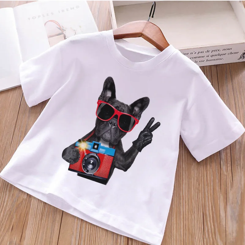 Harajuku Cartoon Cotton Girls Shirt New Fashion Vintage T Shirt Kid Cute Dog Animal Print Punk Rock Streetwear Boys Tshirts - Цвет: 387