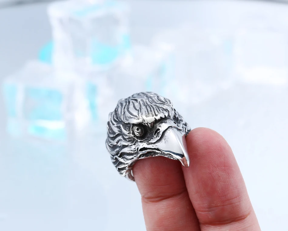 Drop Ship 316L Stainless Steel For Man High Quality Cool Punk Eagle Men's Animal Ring BR8-436