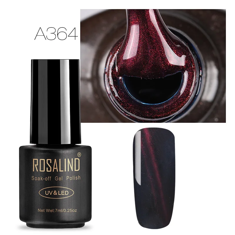 A364 Набор гель-лаков ROSALIND UV Vernis полуперманентный праймер Базовое покрытие 7 мл Гель-лак для кошачьих глаз дизайн ногтей маникюр ногтей Гель-лаки - Цвет: A364