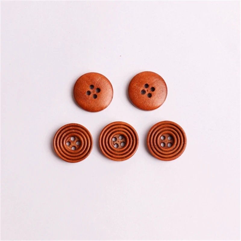 Круглые 4 отверстия винтажные пуговицы из натурального дерева цвет Скрапбукинг