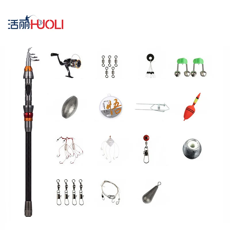 HUOLI 1.8m/2.1m/2.4m/2.7m/3.0m Ocean Telescopic Fishing Rod Set Fly Spinning Tackle | Спорт и развлечения