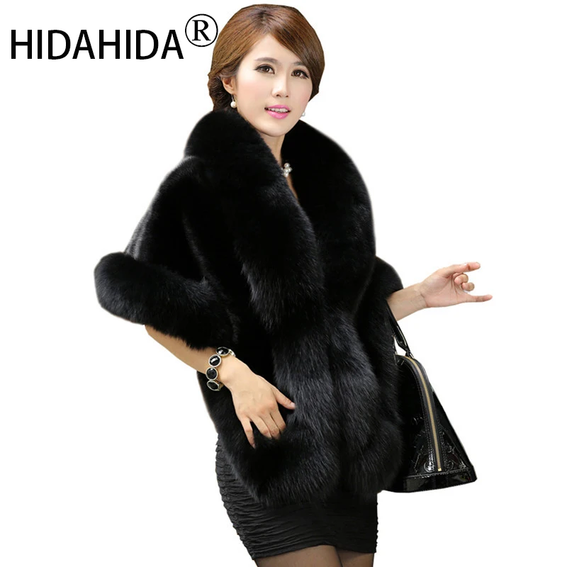 Hidahida Новинка 2017 года из искусственного лисьего Fourrure плащ Тощий Имитация норки
