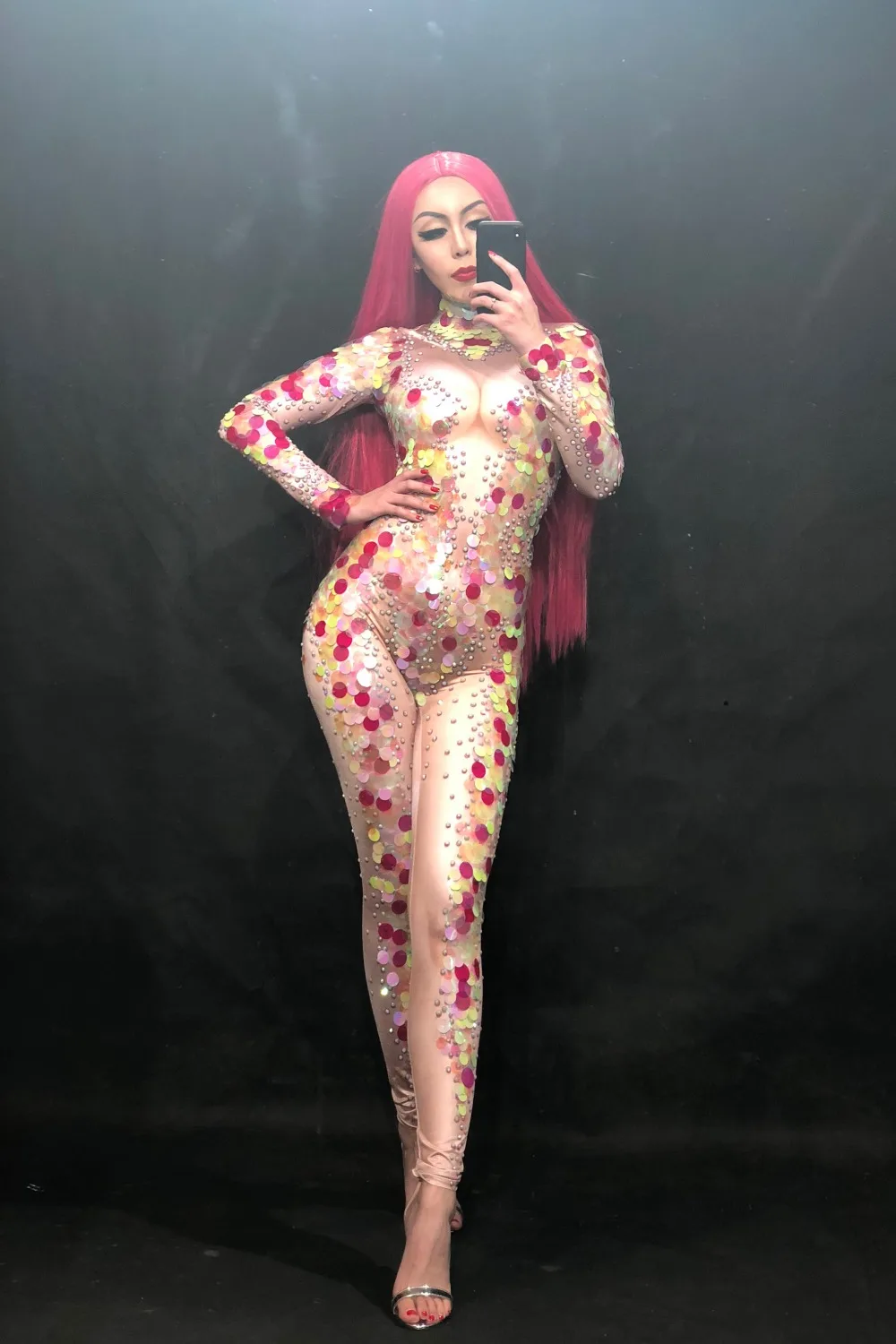 Новинка 2020 женский сексуальный комбинезон с блестящими блестками многоцветный