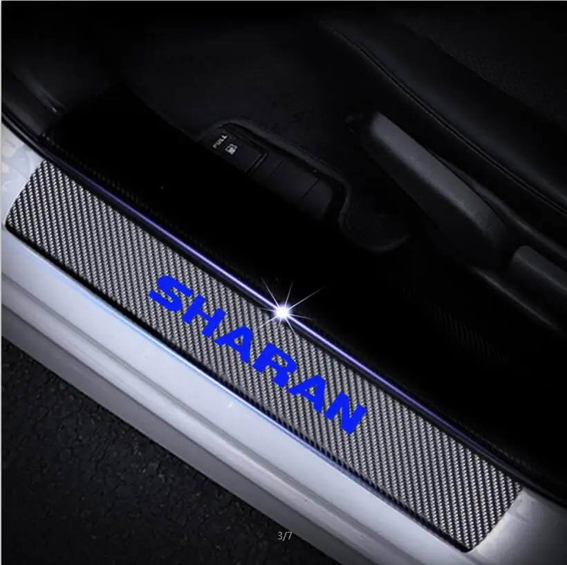 For Sharan Blue Виниловые наклейки из углеродного волокна для Volkswagen VW Touareg Sharan, автомобильные аксессуары, защита порога, Накладка на порог - Название цвета: For Sharan Blue