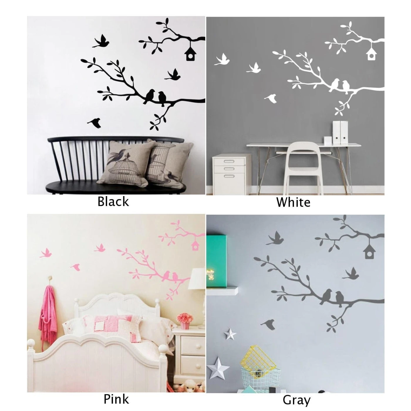 Птицы на ветка дерева Наклейка стену наклейки мебель холодильник Настенный