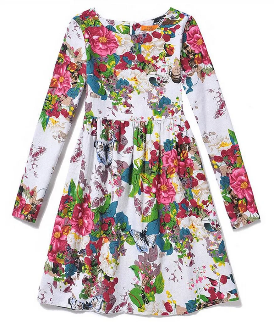 

Новинка 2016, детское платье принцессы с цветами, весенне-осеннее платье из хлопка и льна для девочек, детские платья для девочек, модная одежд...