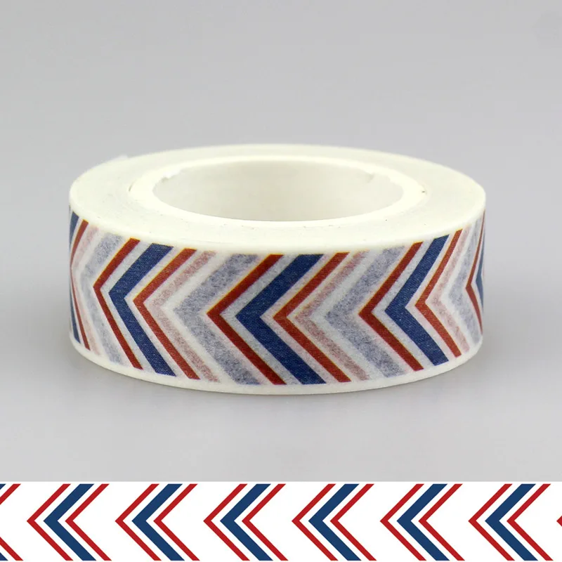 blue red chevron 1 шт. 15 мм* 10 м японская васи лента декоративные клейкие ленты синий белый шеврон шаблон маскирующая бумажная лента дневник стикер подарок - Цвет: blue red chevron